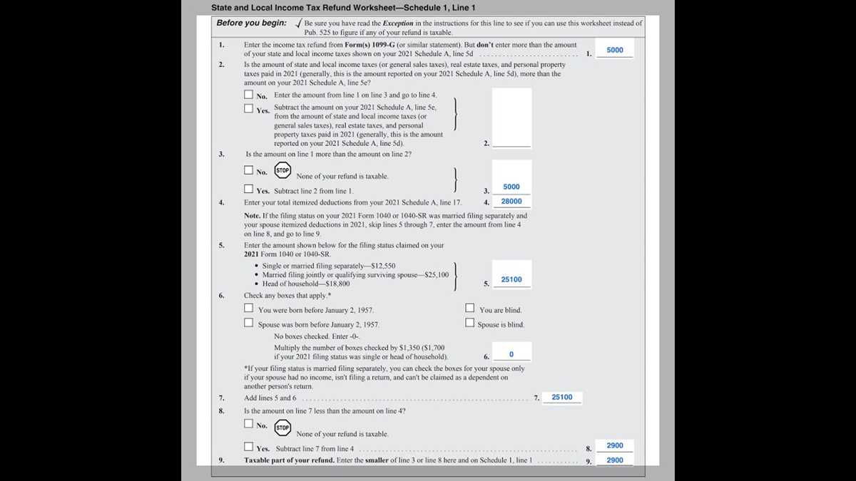 state tax refund worksheet item q line 1