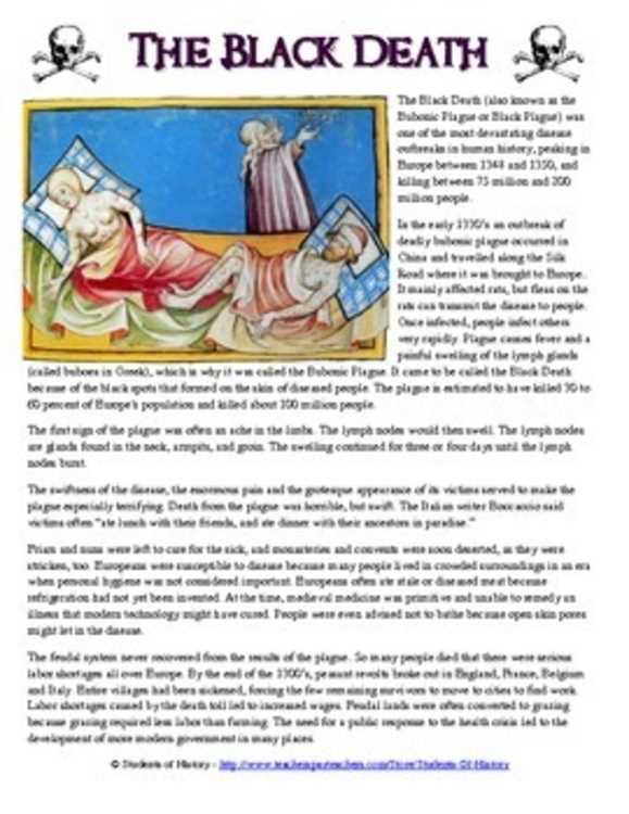 black death activities worksheets