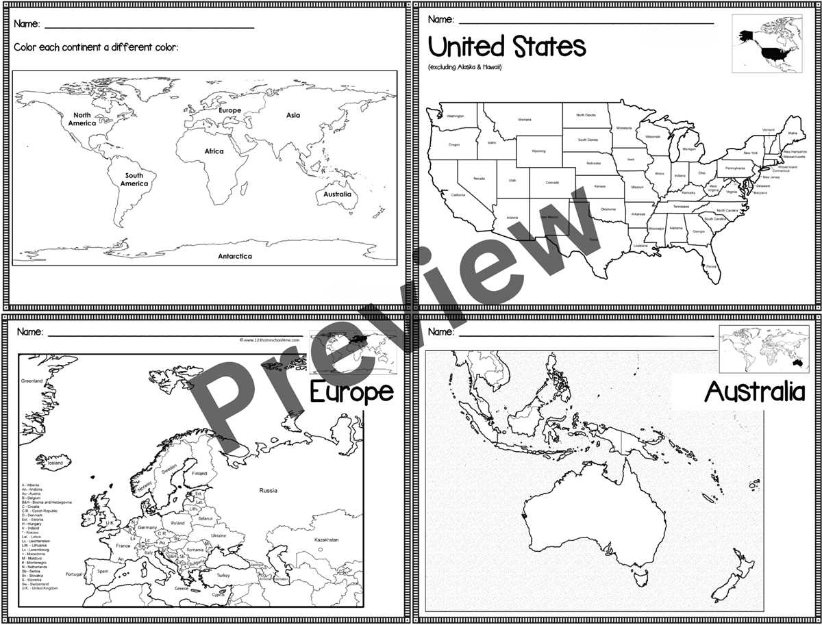 blank continents and oceans map worksheet