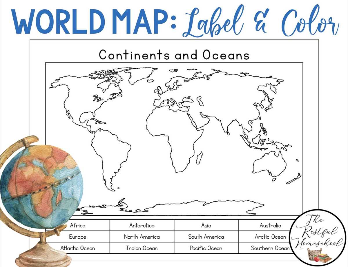 blank continents and oceans map worksheet