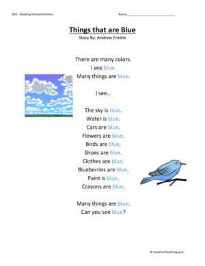blue colour worksheet