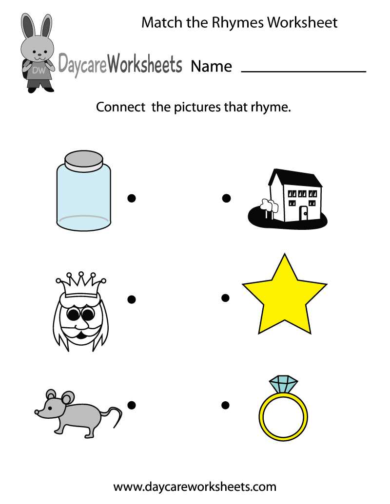 pre k rhyming worksheets