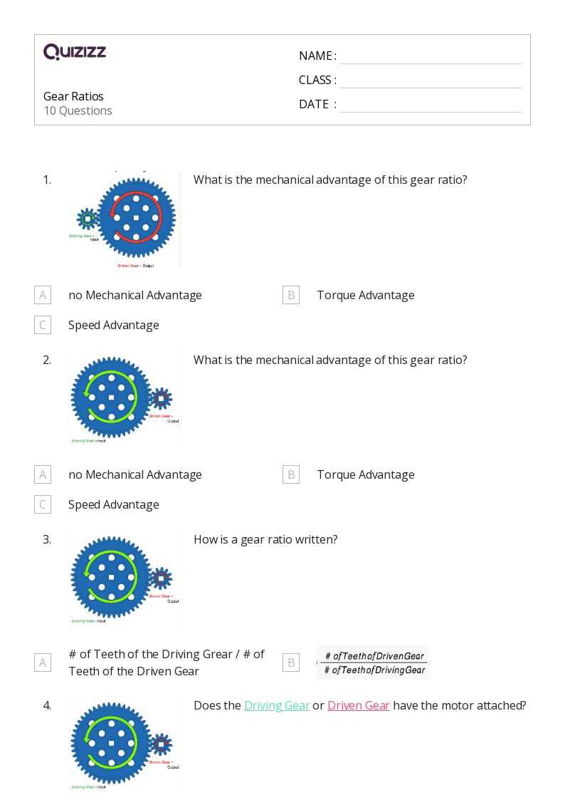 gear ratio worksheet