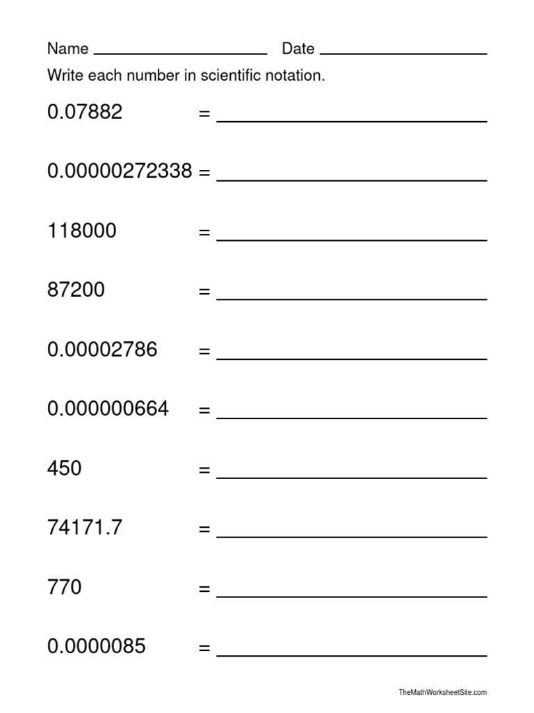 exponents and scientific notation worksheet