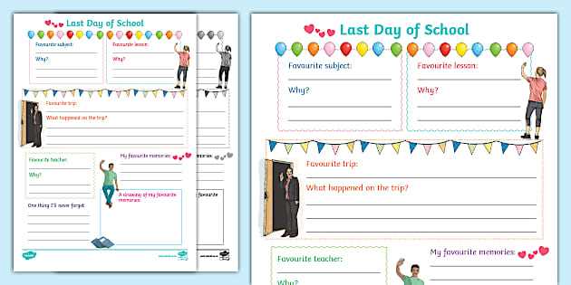 last day of school worksheet