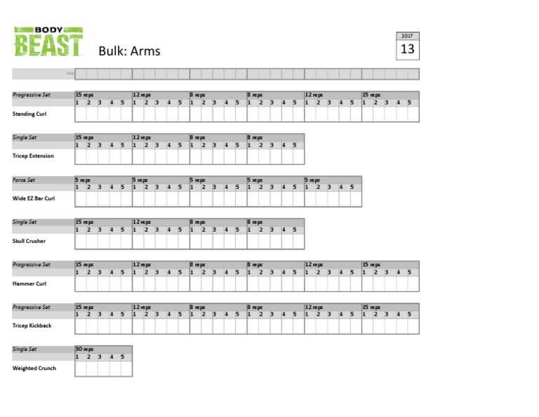 body beast bulk arms worksheet