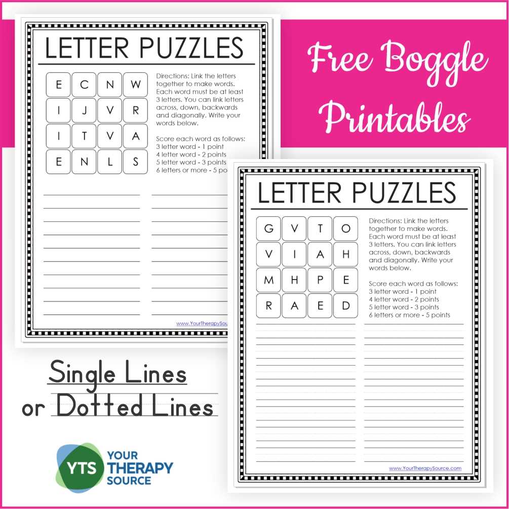 boggle words worksheets