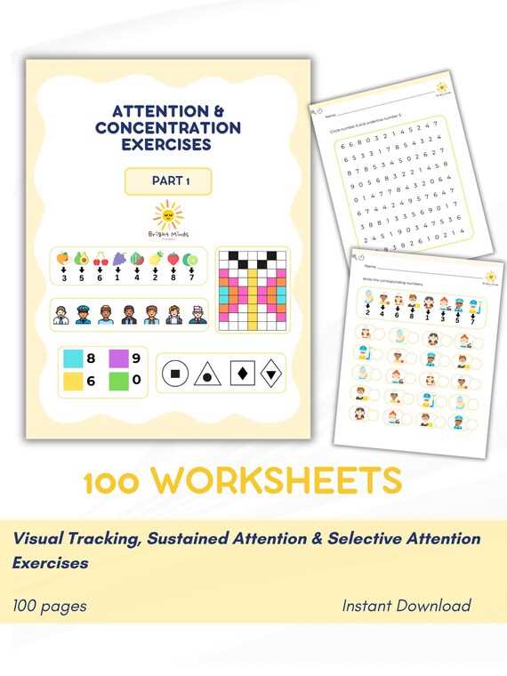 attention concentration worksheets