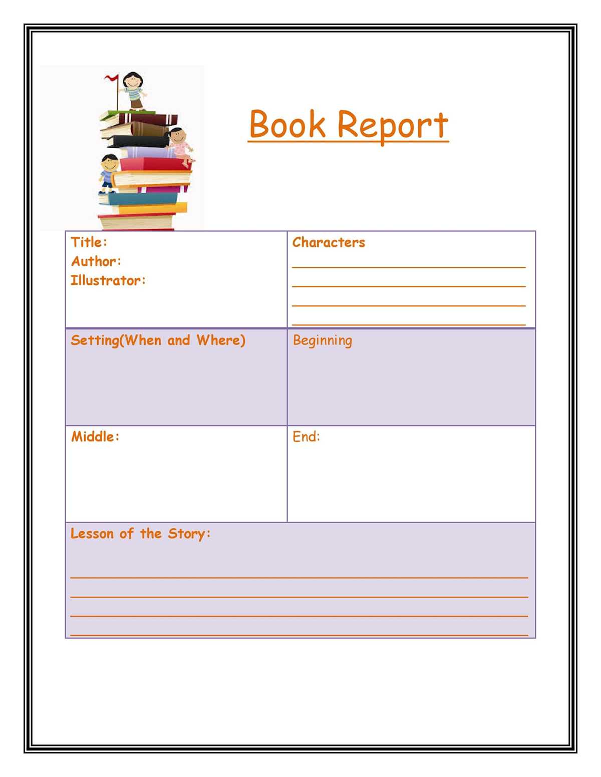 book report worksheets