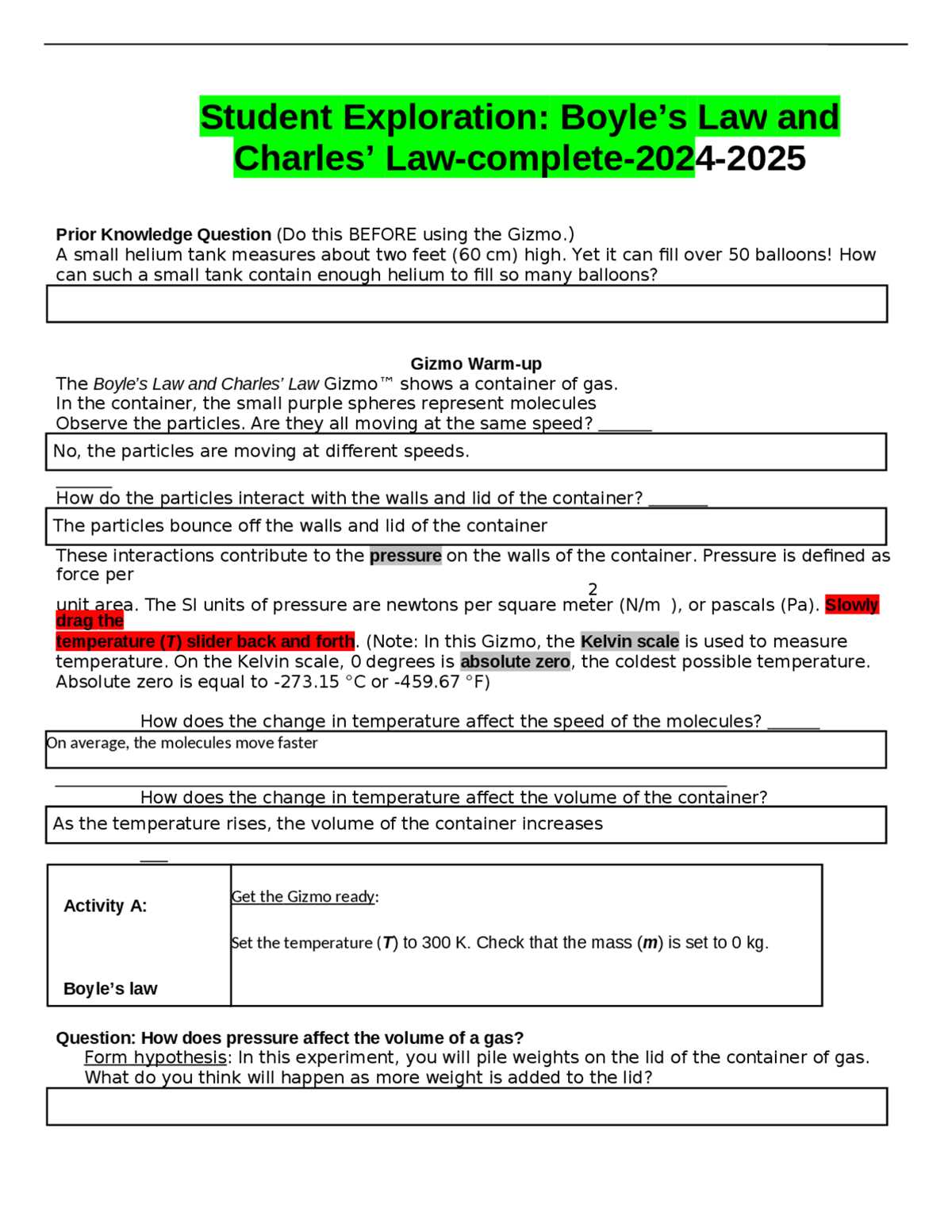 boyles law problems worksheet