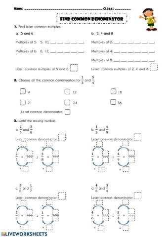 find least common denominator worksheet find least common denominator worksheet