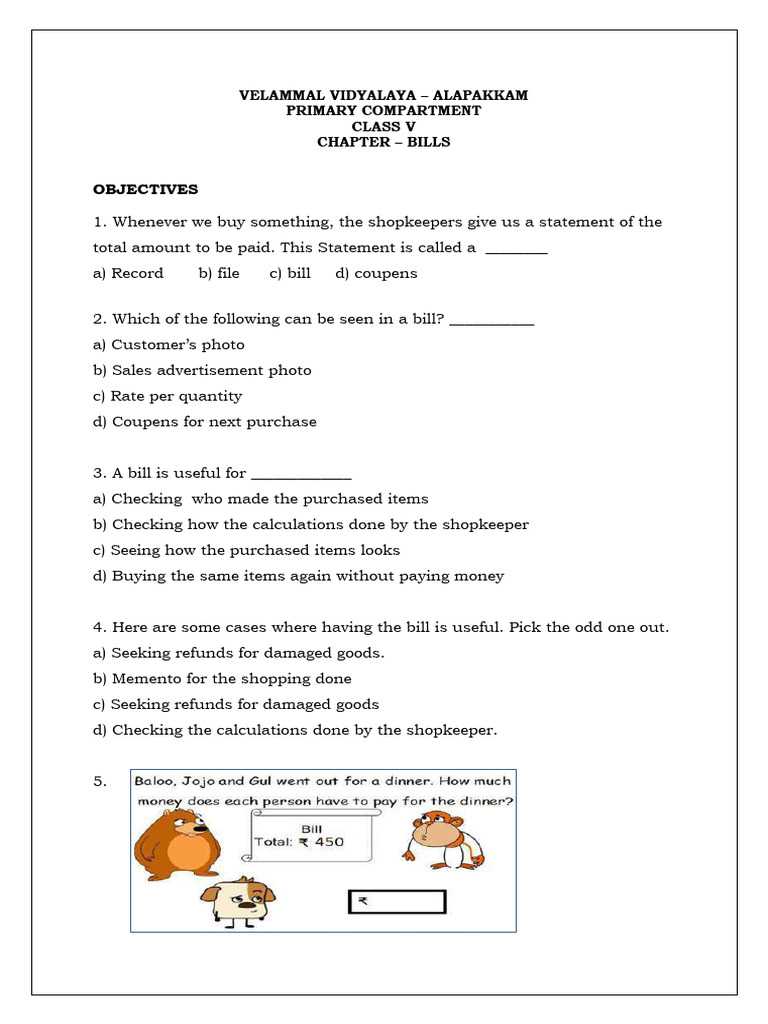 bill worksheet