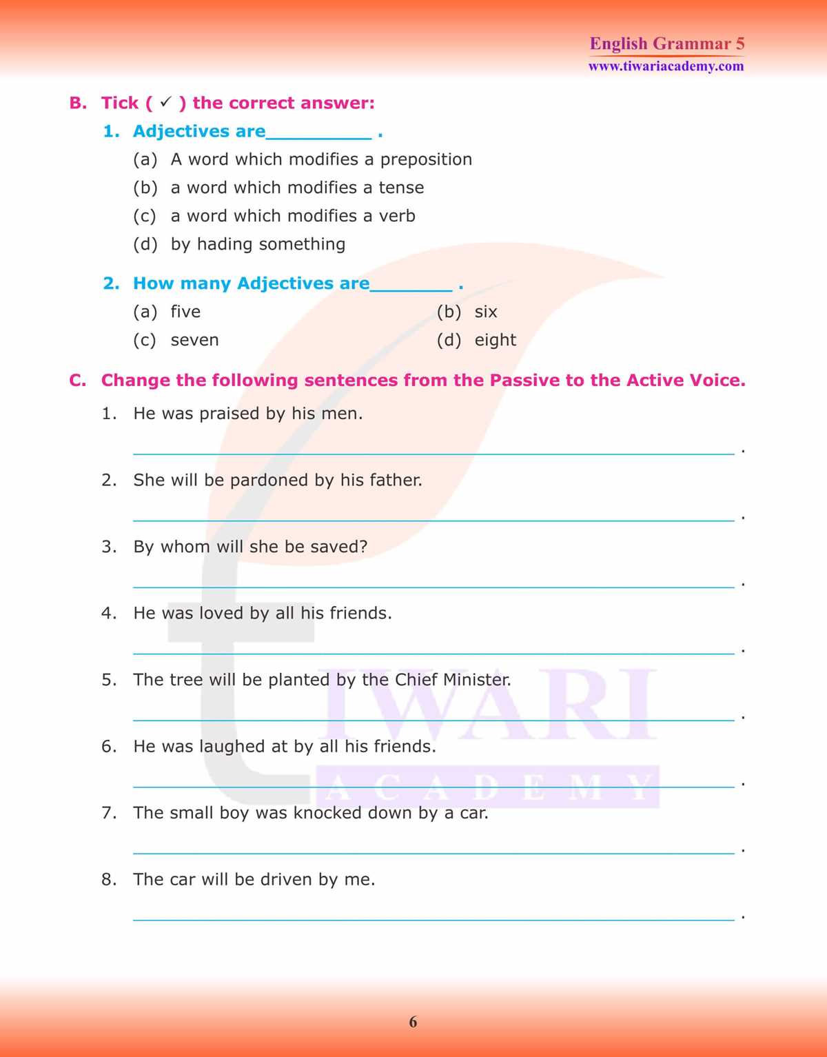 active passive voice worksheets class 8