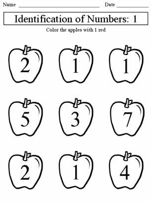 number 1 preschool worksheet