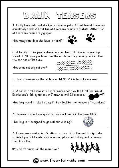 brain teasers worksheet