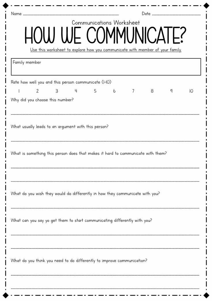 communication skills for couples worksheet