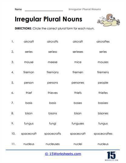 changing singular nouns to plural worksheet