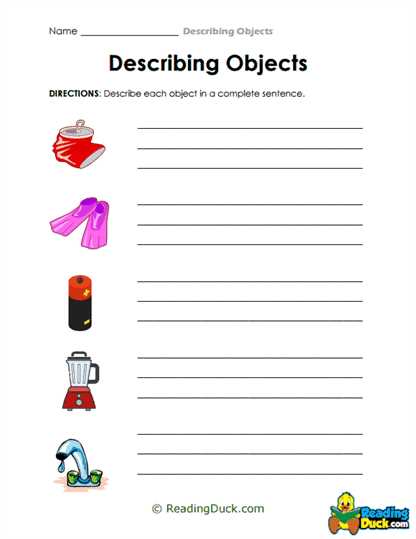 describing object worksheet