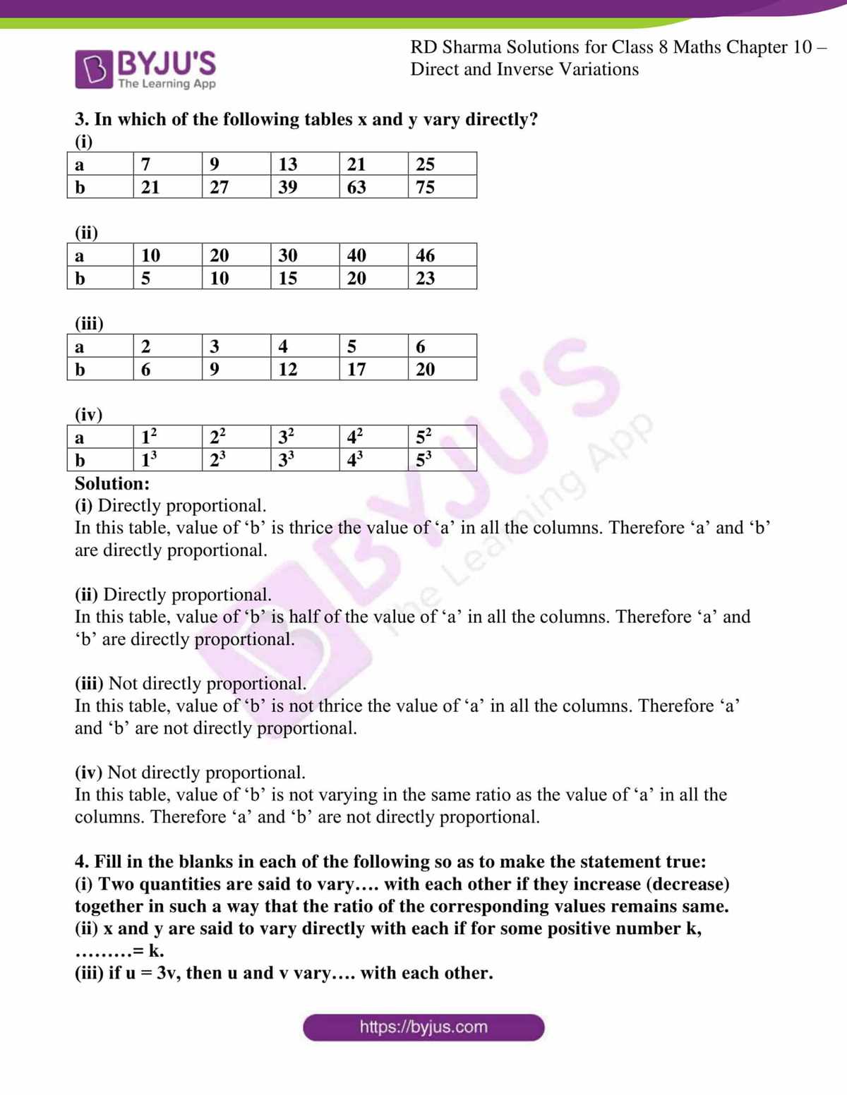 worksheet on direct and inverse variation