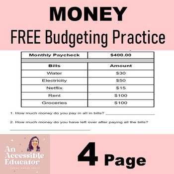 budget money worksheets