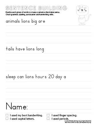 build a sentence worksheets build a sentence worksheets