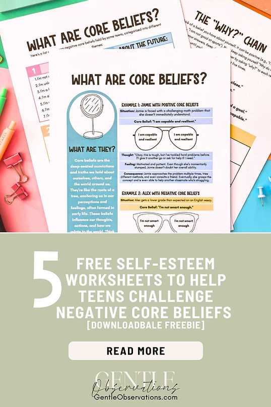 building self esteem in teenage girl worksheets