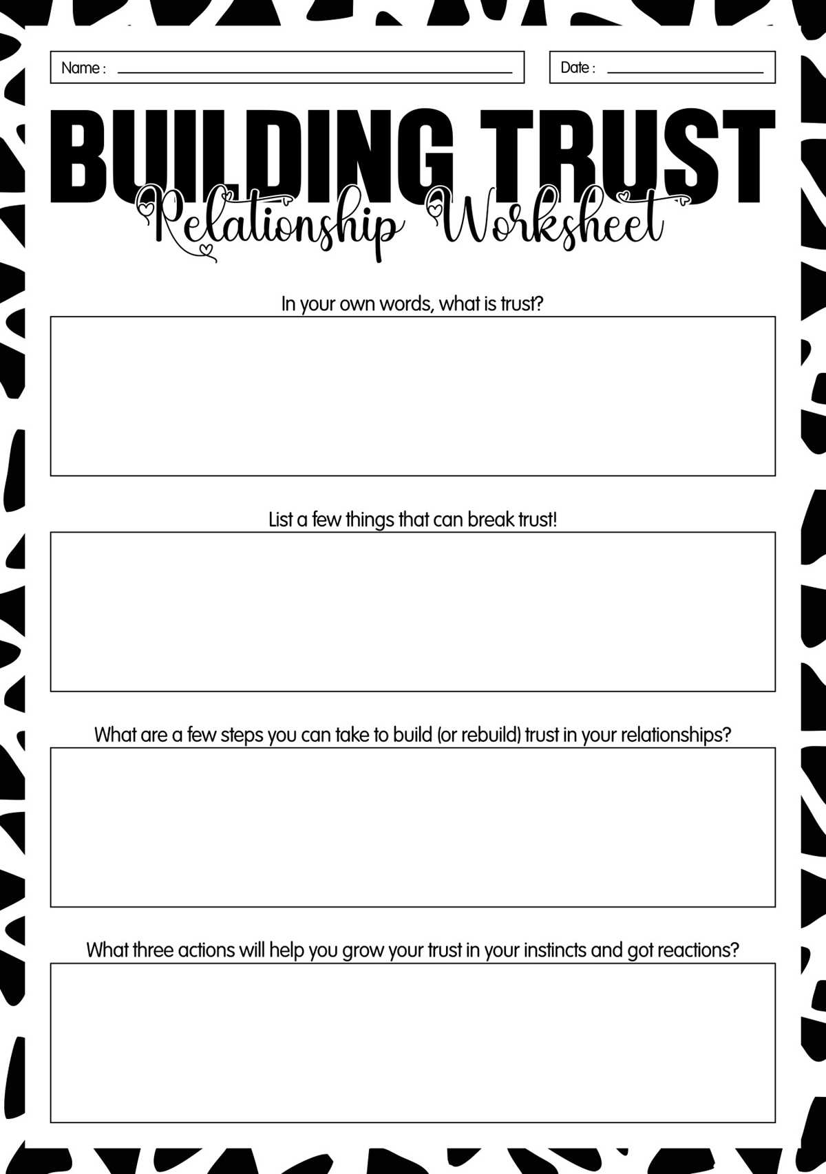 building trust worksheet