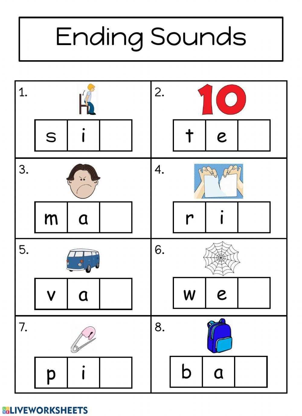 ending sounds worksheets free ending sounds worksheets free