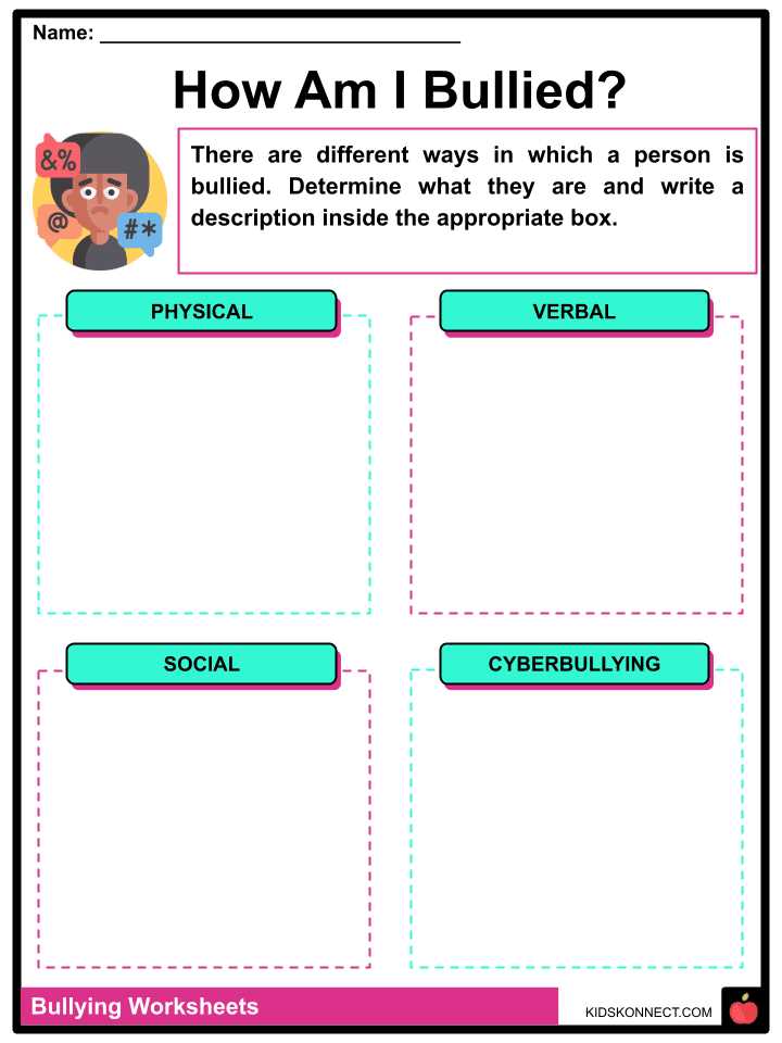 bullying scenarios worksheet