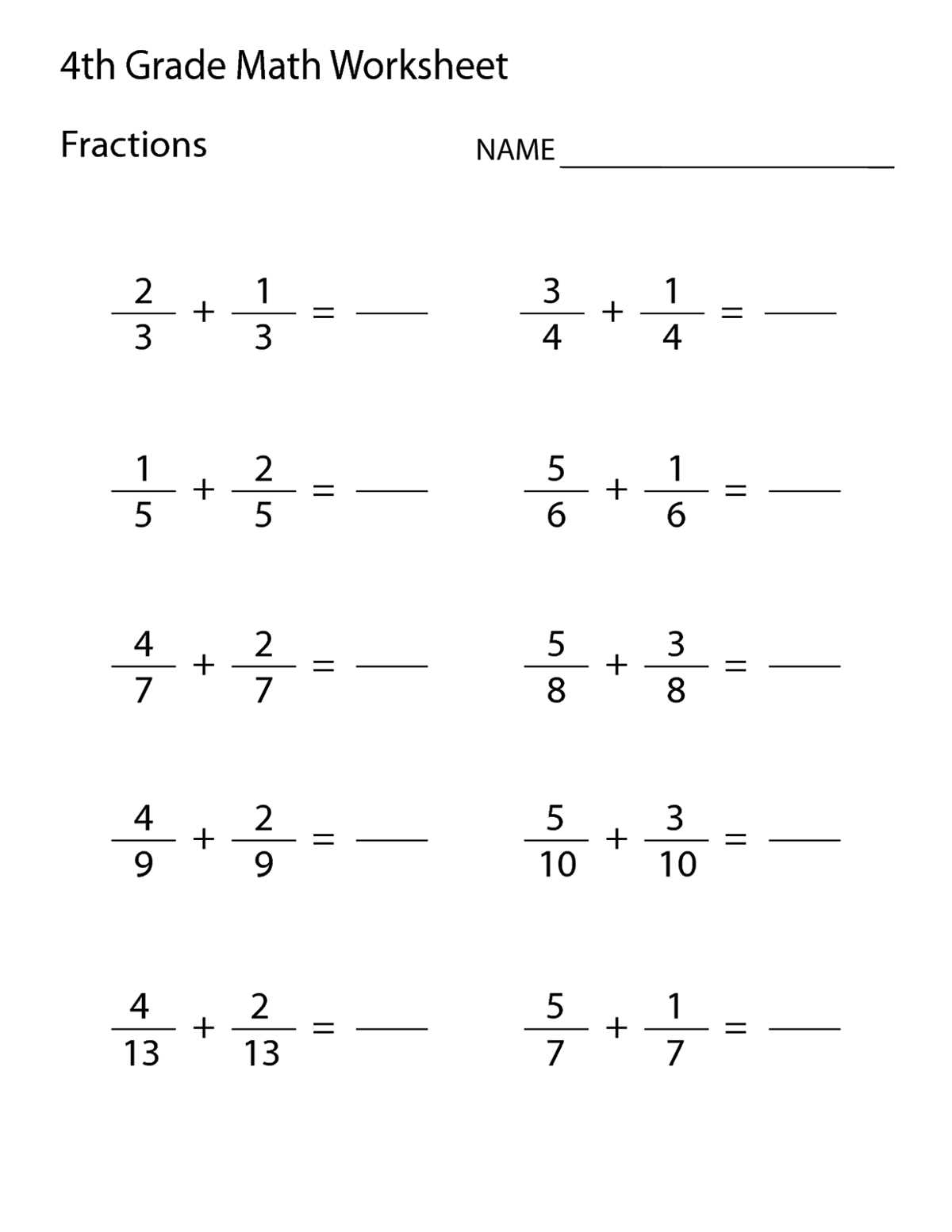 math worksheet 4th grade