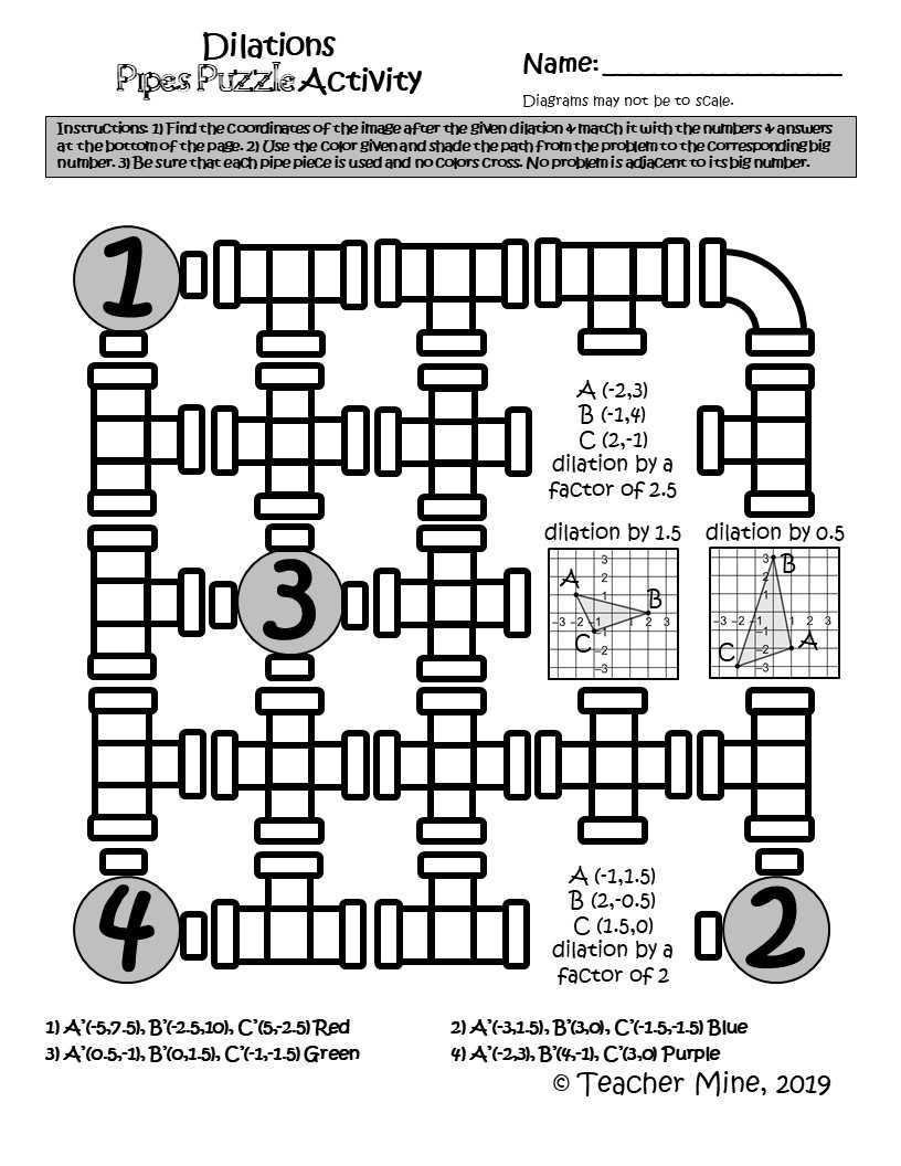 dilations and scale factors   independent practice worksheet