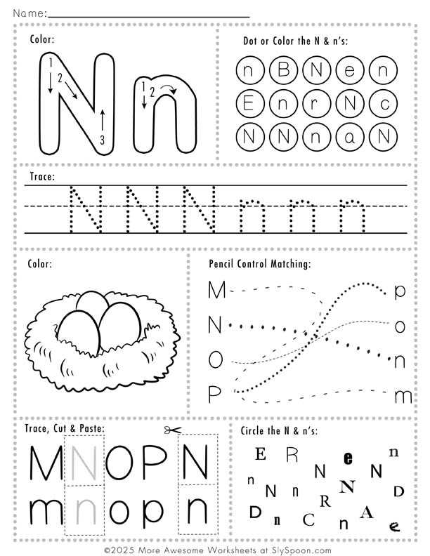 free printable letter n tracing worksheets