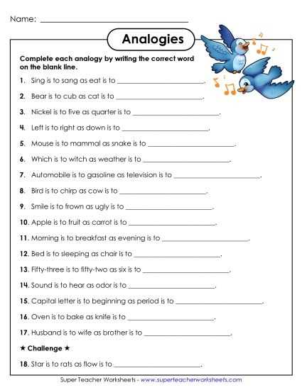 animal analogies super teacher worksheets