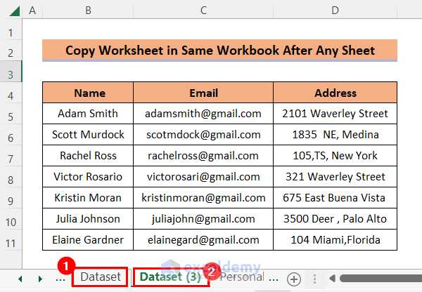excel worksheet copy