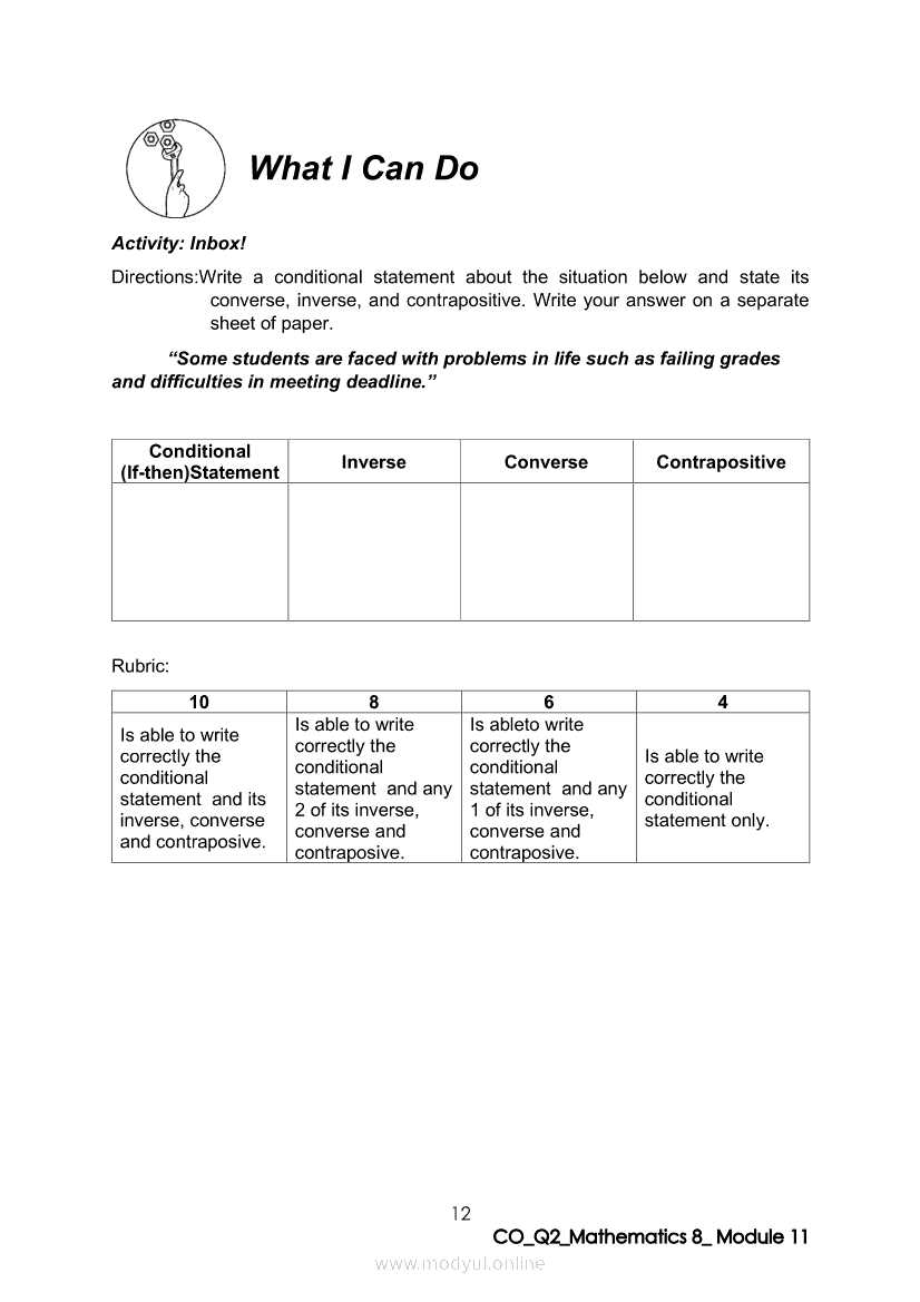 conditional converse inverse contrapositive worksheets