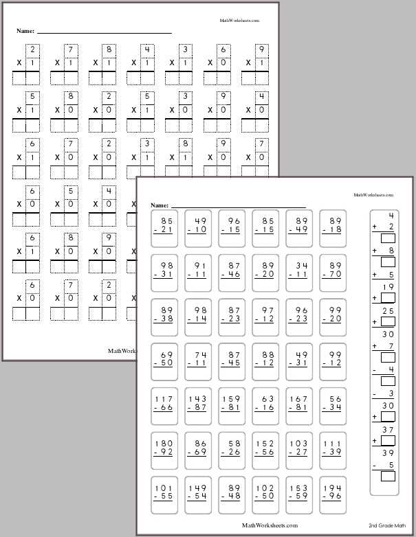 second grade math worksheets