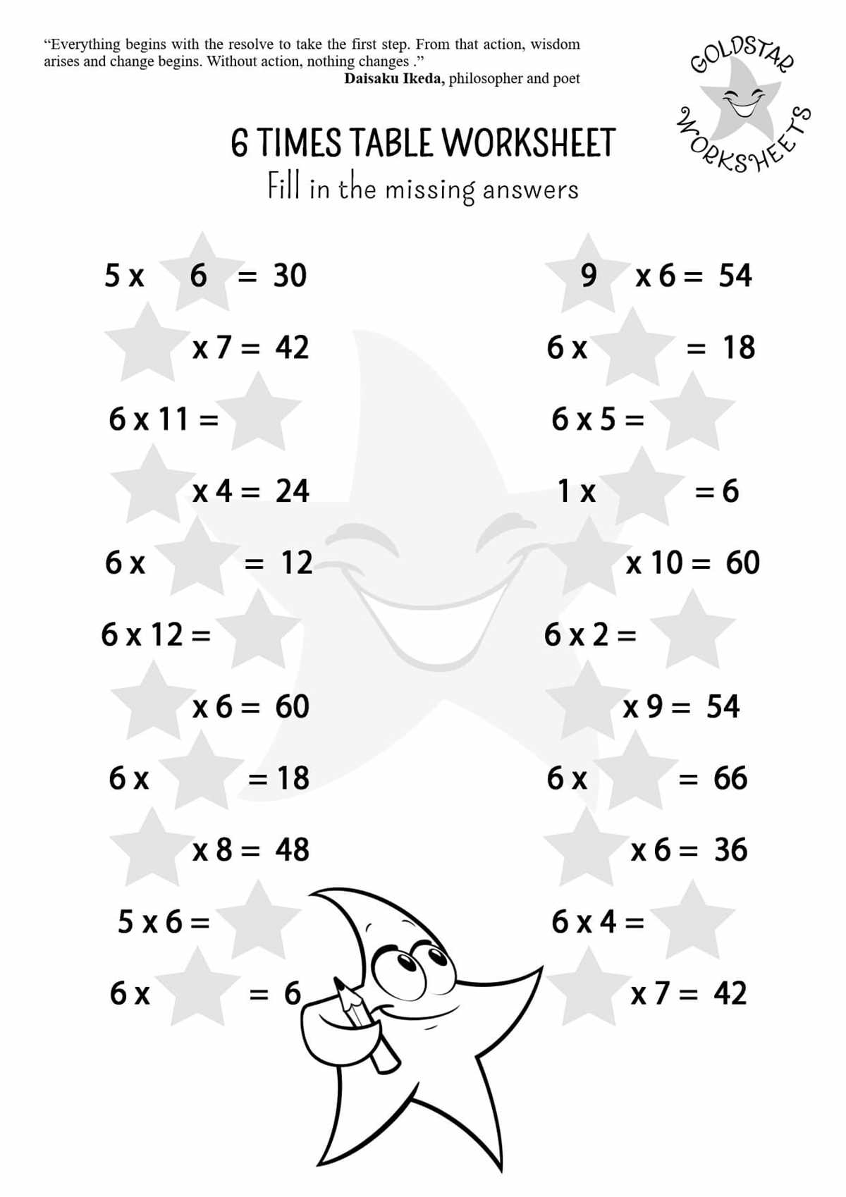 times 6 worksheets