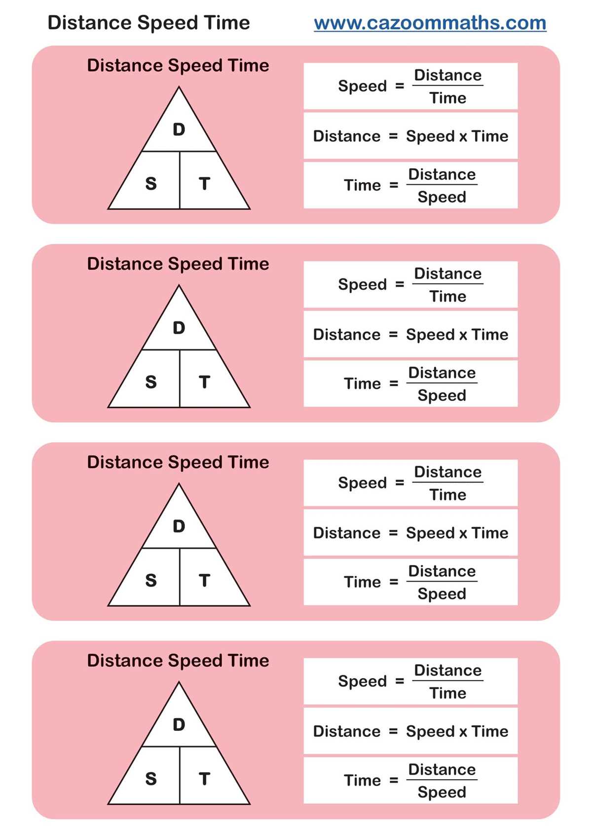 calculate speed distance time worksheet