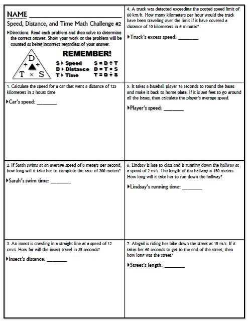 calculating distance worksheet