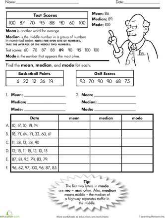 calculating mean worksheet