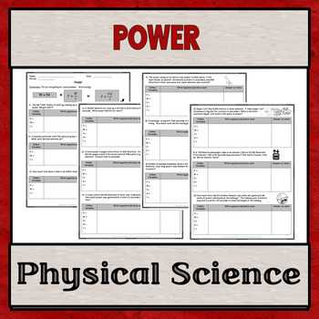 calculating power physics worksheet