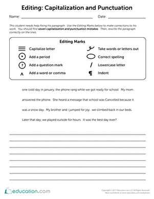 capitalization and punctuation worksheets