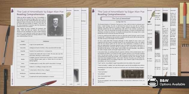 cask of amontillado worksheets