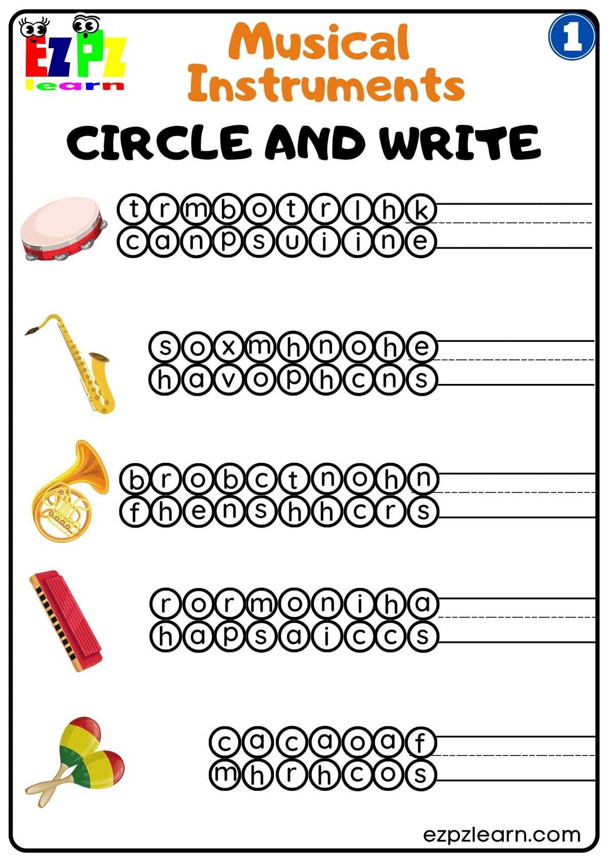 preschool music worksheets