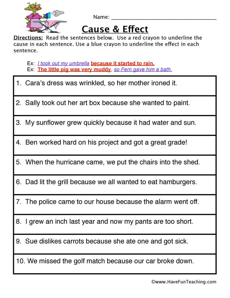 cause and effect picture worksheets for kindergarten