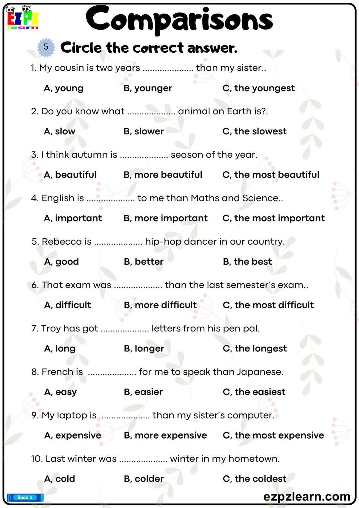 common and proper adjectives worksheet