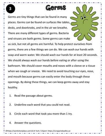 comprehension worksheet