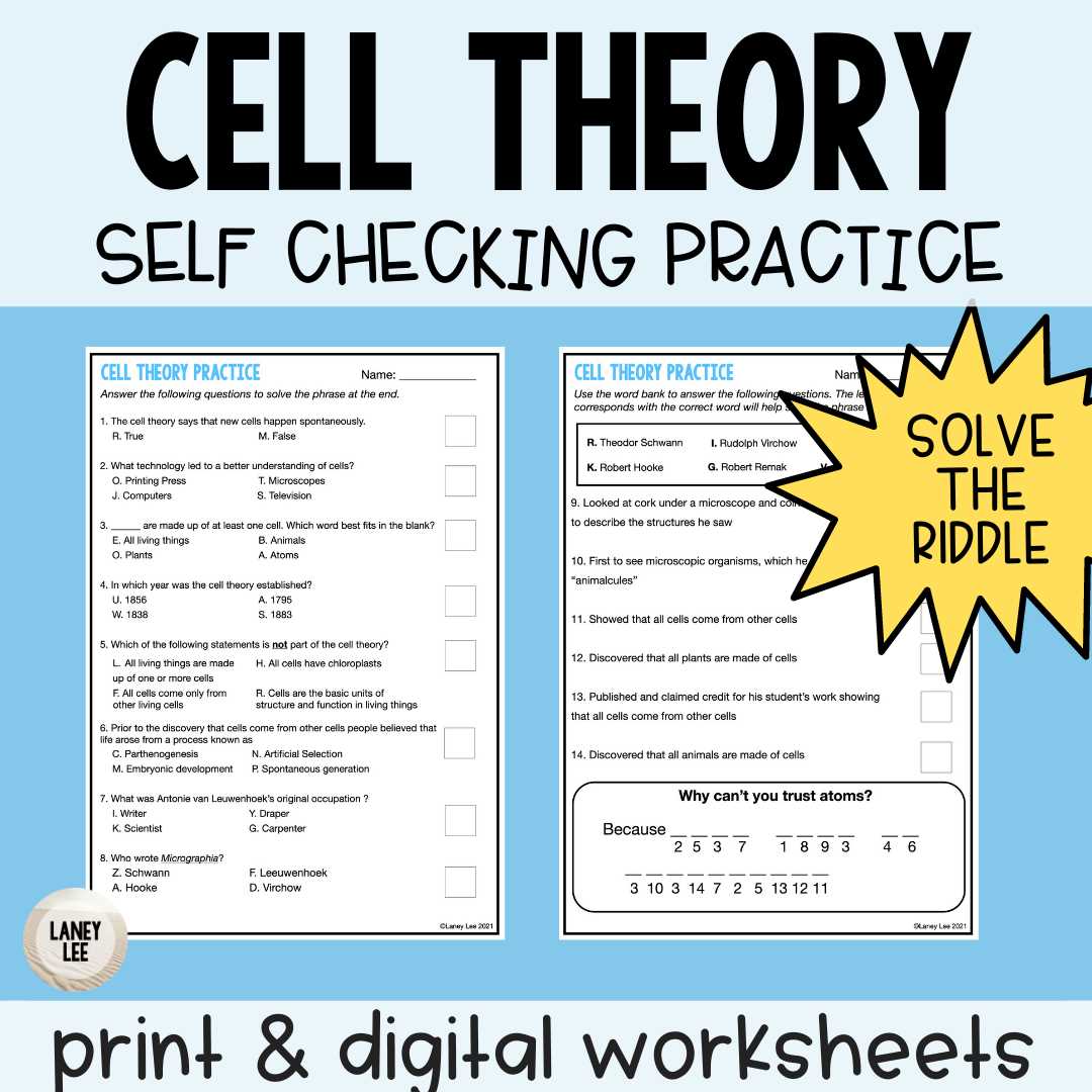 cells and cell theory worksheet