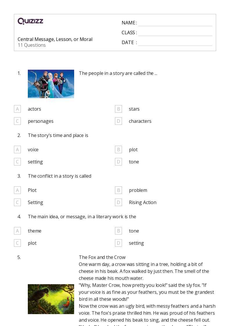 central message worksheets