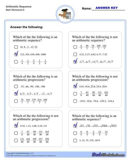 arithmetic sequence worksheets